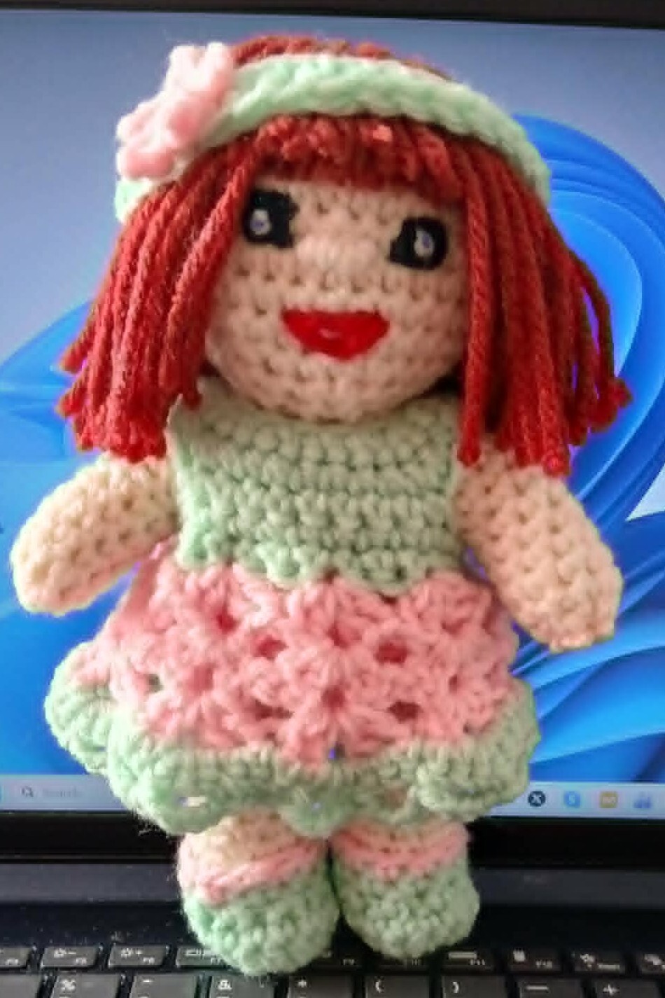 My crochet doll with 3 crochet outfts